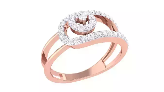 Wire Lock High Jewelry Diamond Cocktail Ring 3dm stl details