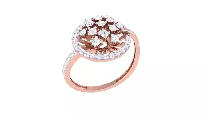 Flower High Jewelry Diamond Cocktail Ring 3dm stl details