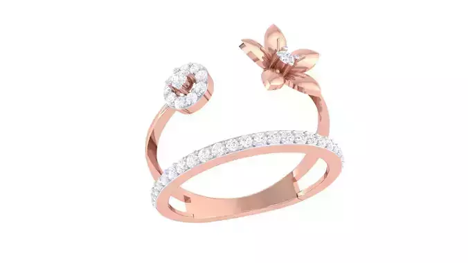 Flower Vines High Jewelry Diamond Cocktail Ring 3dm stl details 3D print model