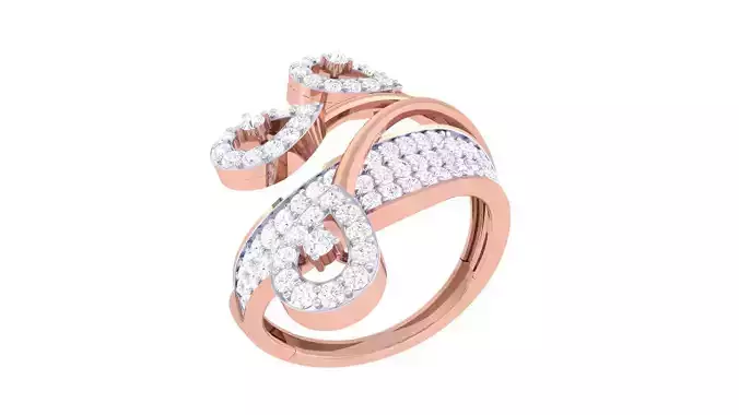High Jewelry Diamond Cocktail Ring 3dm stl details