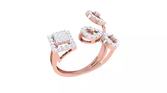 High Jewelry Diamond Cocktail Ring 3dm stl details