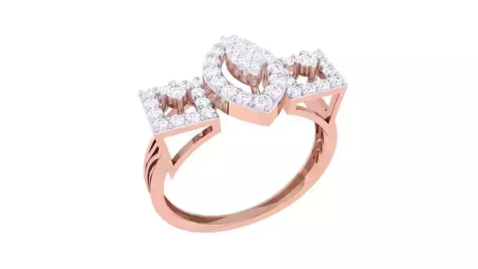 High Jewelry Diamond Cocktail Ring 3dm stl details