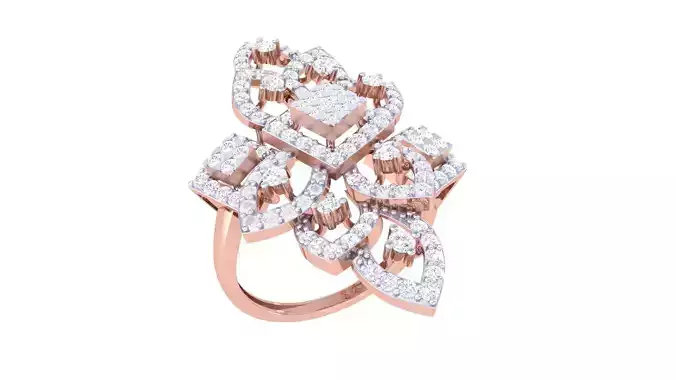 Flower High Jewelry Diamond Cocktail Ring 3dm stl details