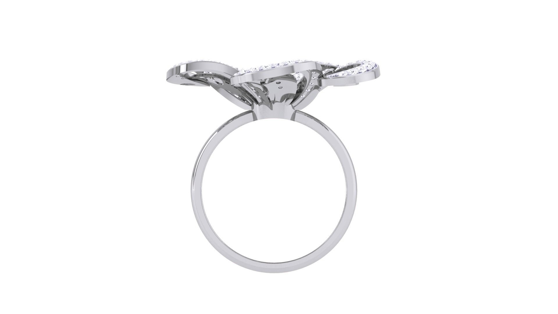 Flower High Jewelry Diamond Cocktail Flower Ring 3dm stl details 3D print model_11