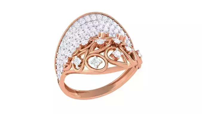 Wire Leaf High Jewelry Diamond Cocktail Ring 3dm stl details