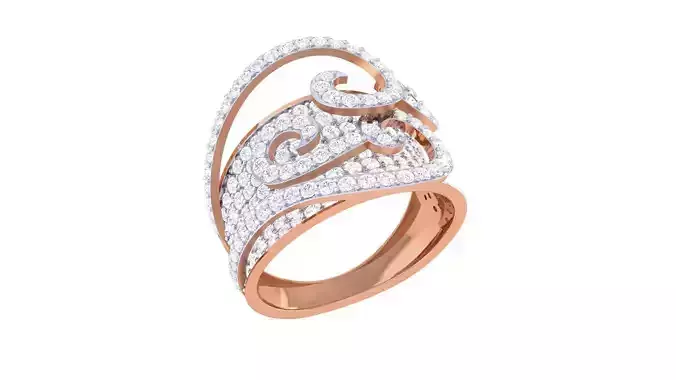 High Jewelry Diamond Cocktail Ring 3dm stl details
