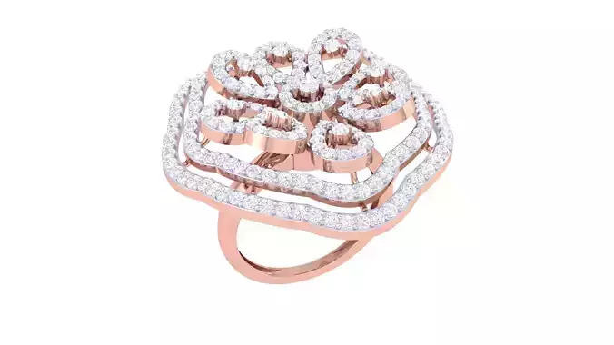 Flower High Jewelry Diamond Cocktail Ring 3dm stl details 
