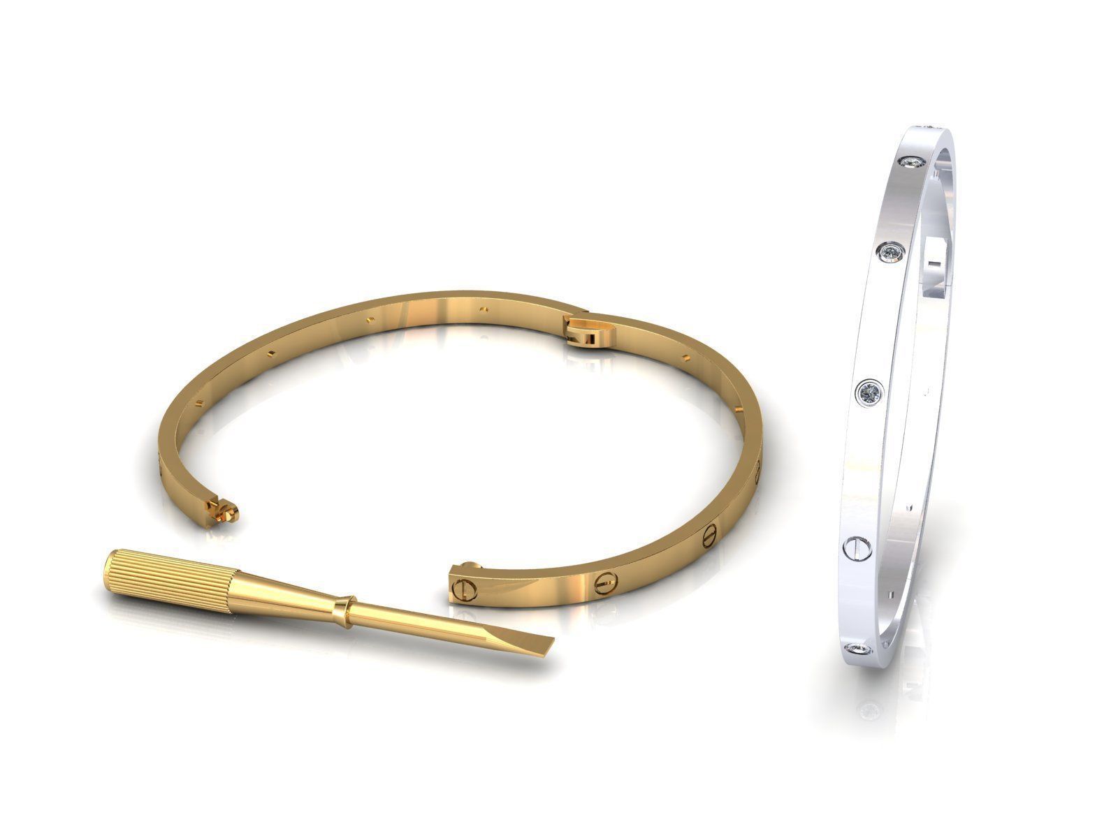 Love Small C Bracelet 14 cm 3D print model_4