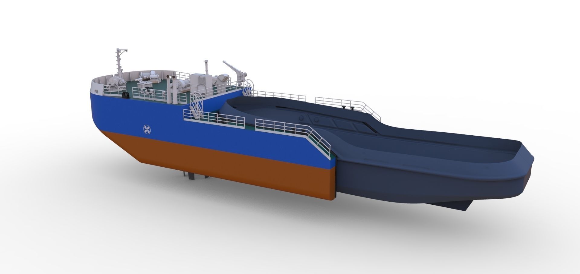 Detachable icebreaking bow Self propelled for Tug Boat 50 3D print model_2