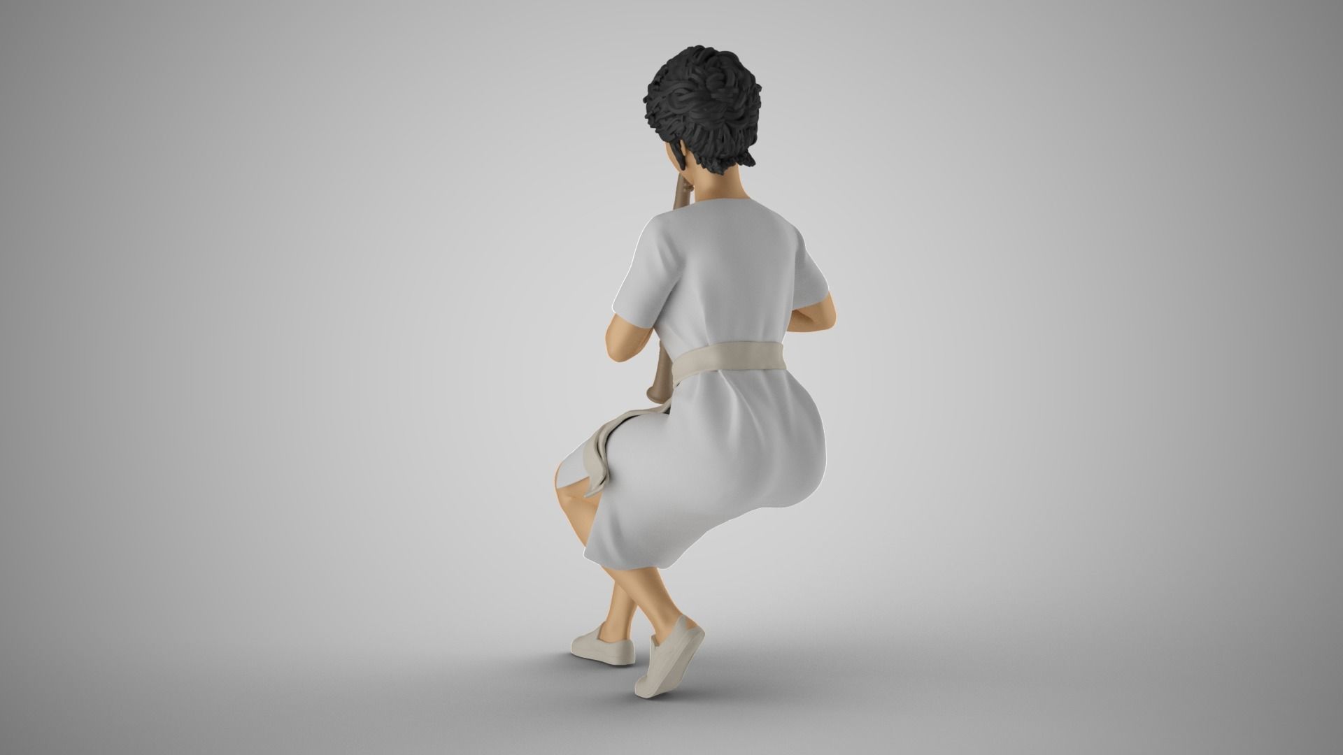 Woman Playing Clarinet 3D print model_8