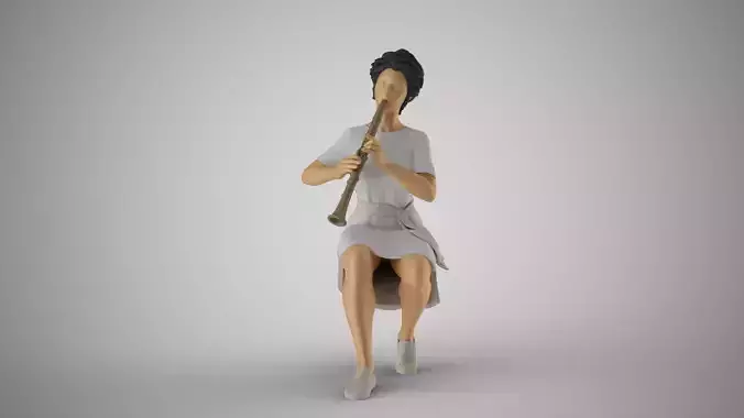 Woman Playing Clarinet 3D print model