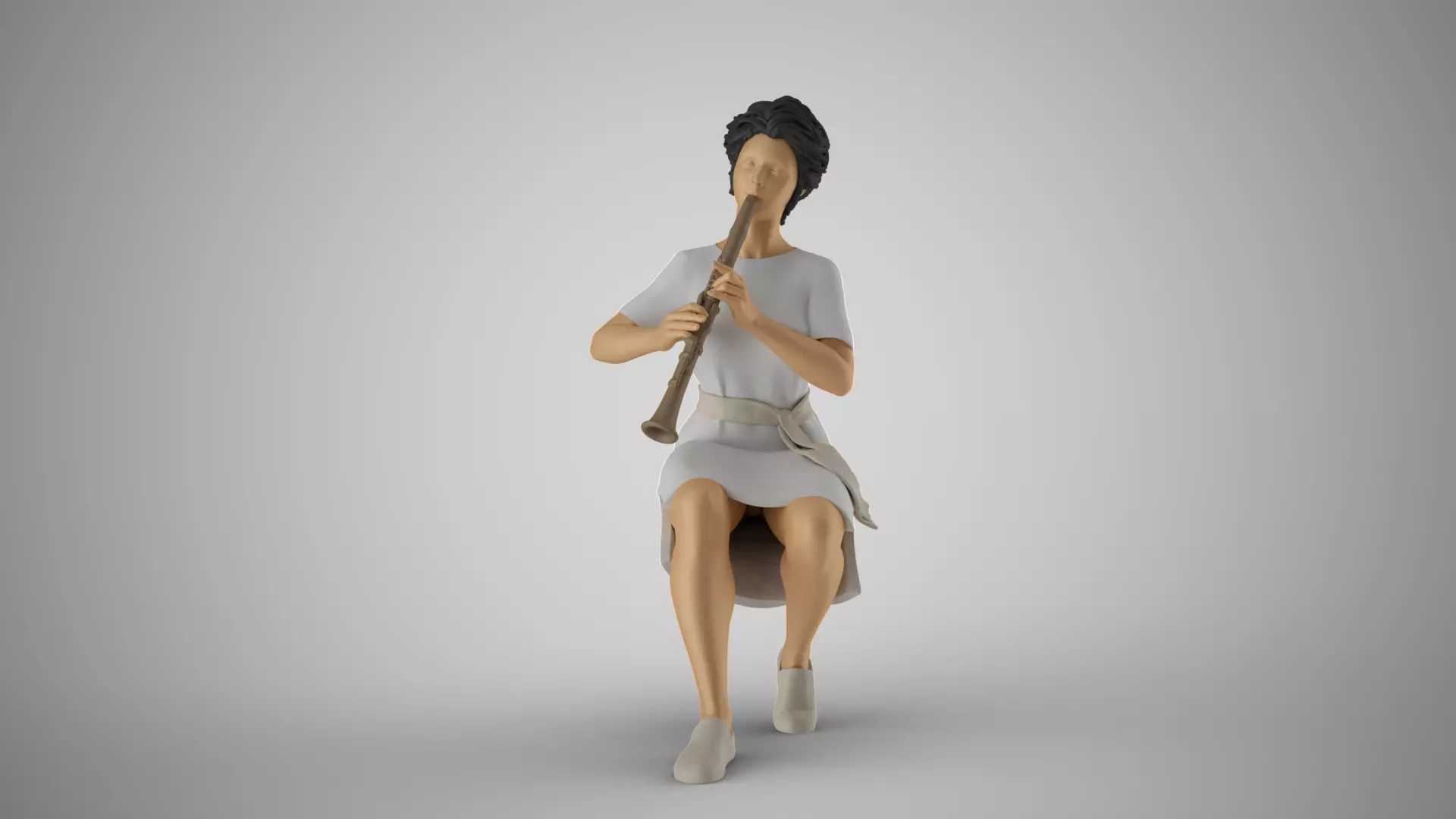 Woman Playing Clarinet 3D print model_0