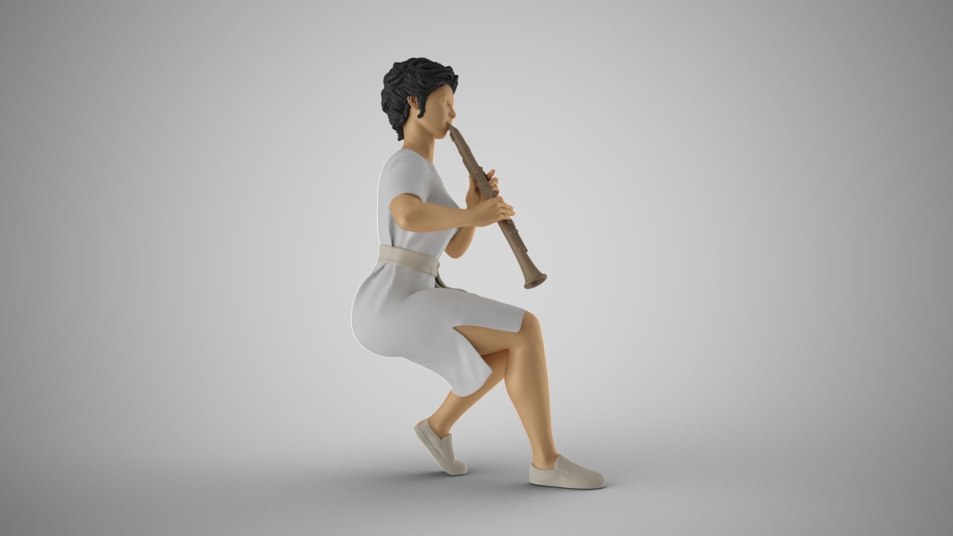 Woman Playing Clarinet 3D print model_16