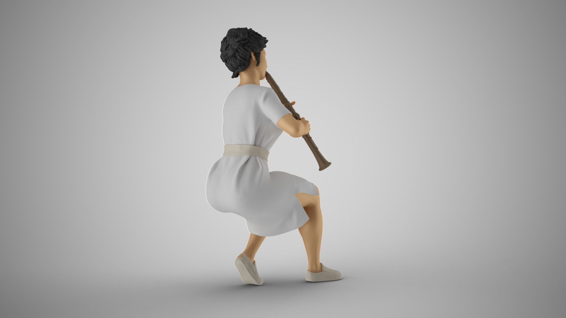 Woman Playing Clarinet 3D print model_13