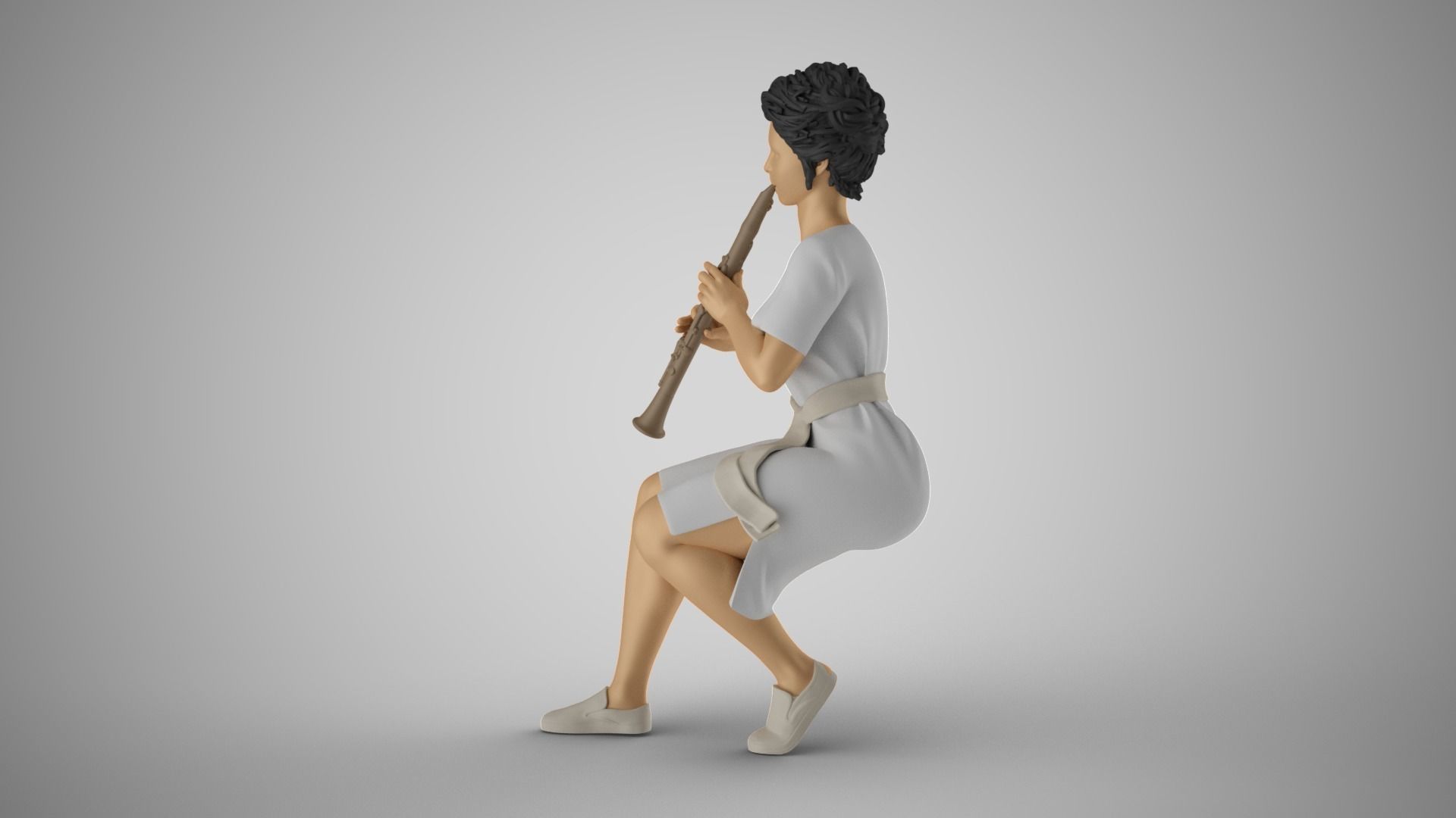 Woman Playing Clarinet 3D print model_9