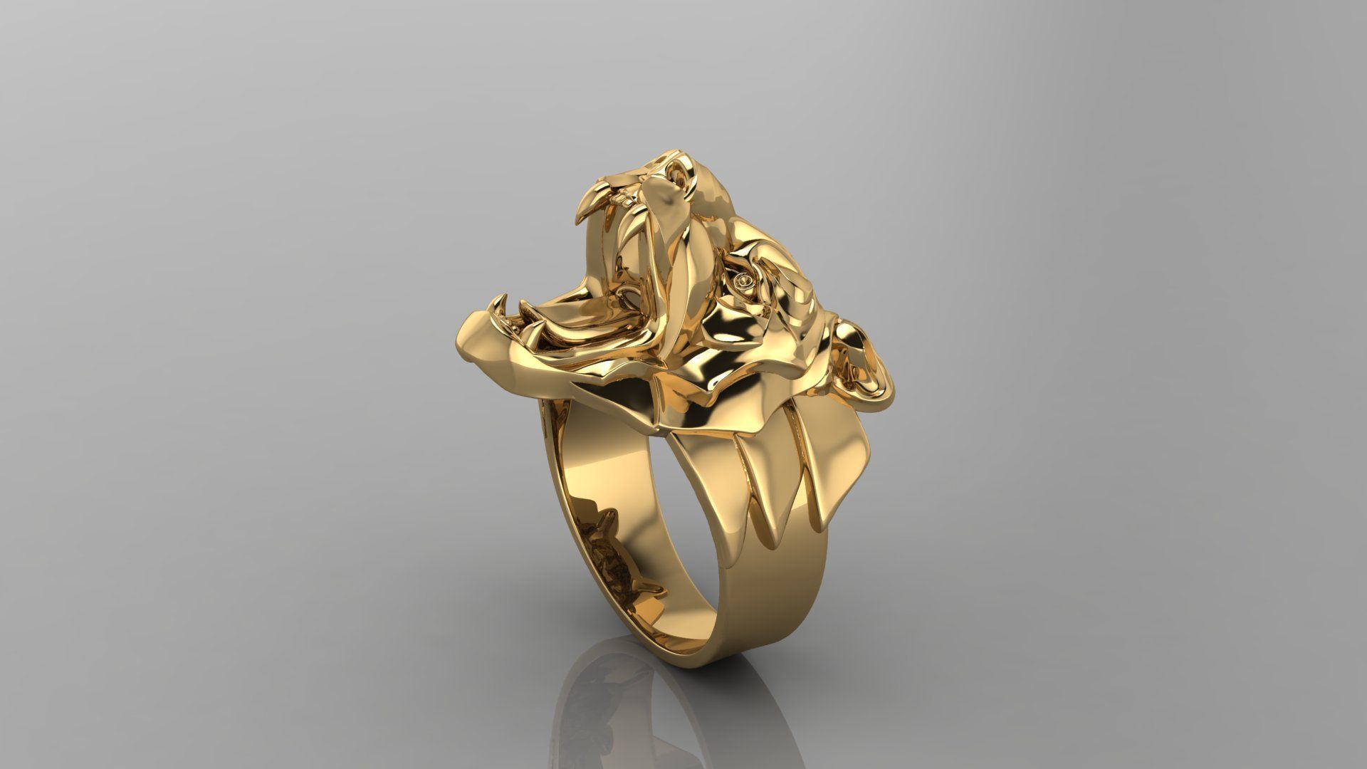 Lion Ring 3D print model_2