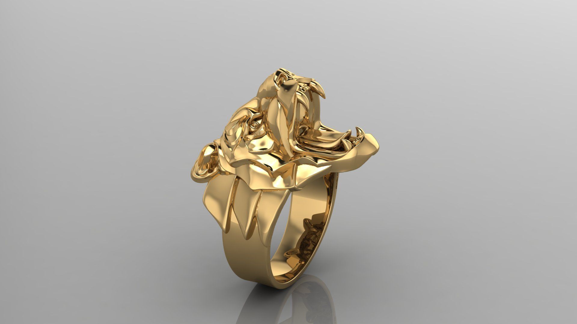 Lion Ring 3D print model_4