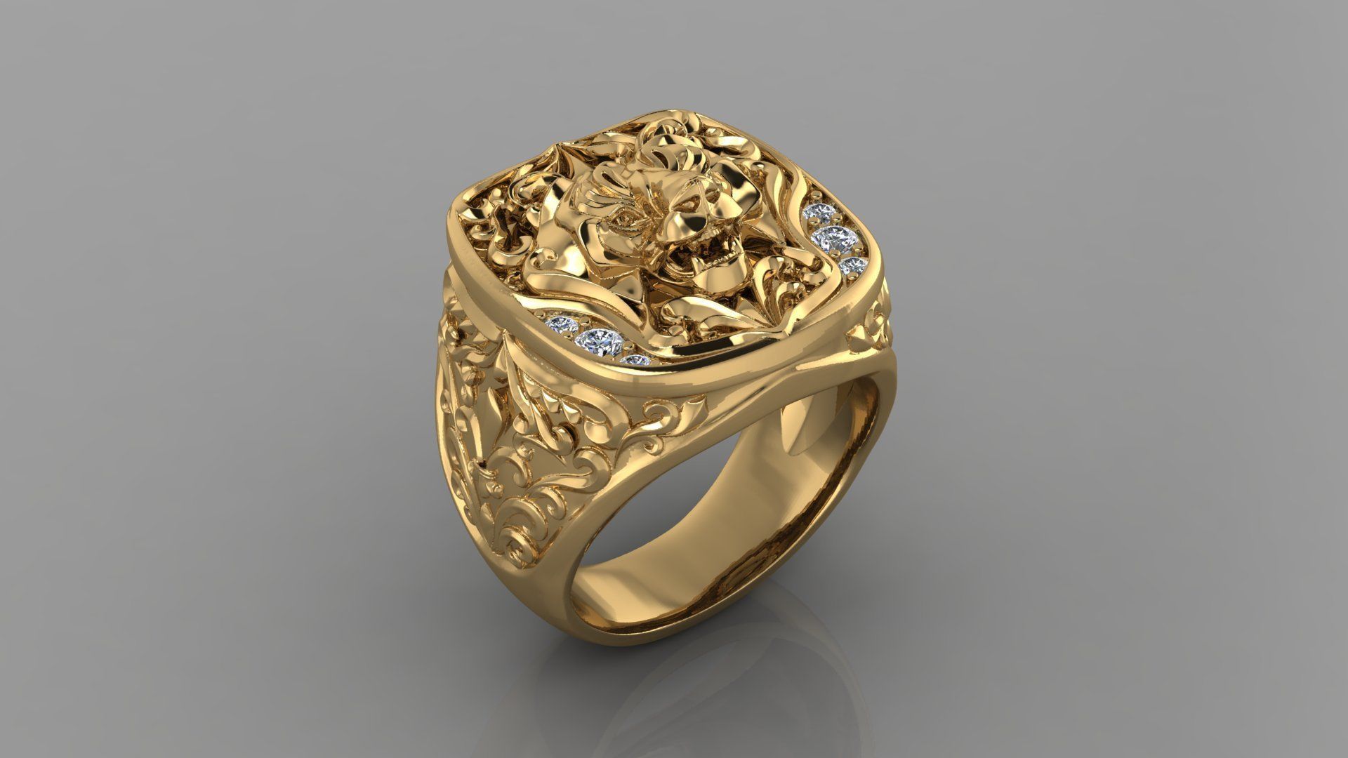 Lion Ring 3D print model_2