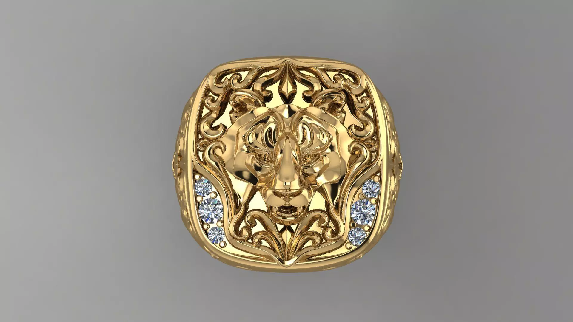 Lion Ring 3D print model_0
