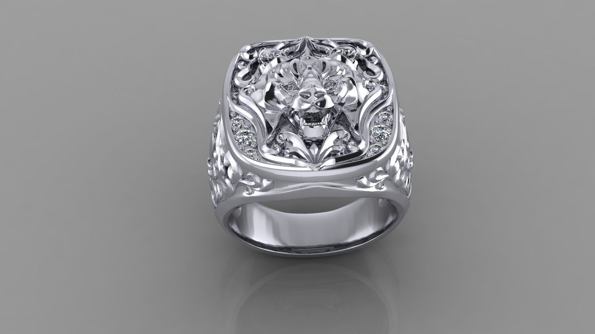 Lion Ring 3D print model_4