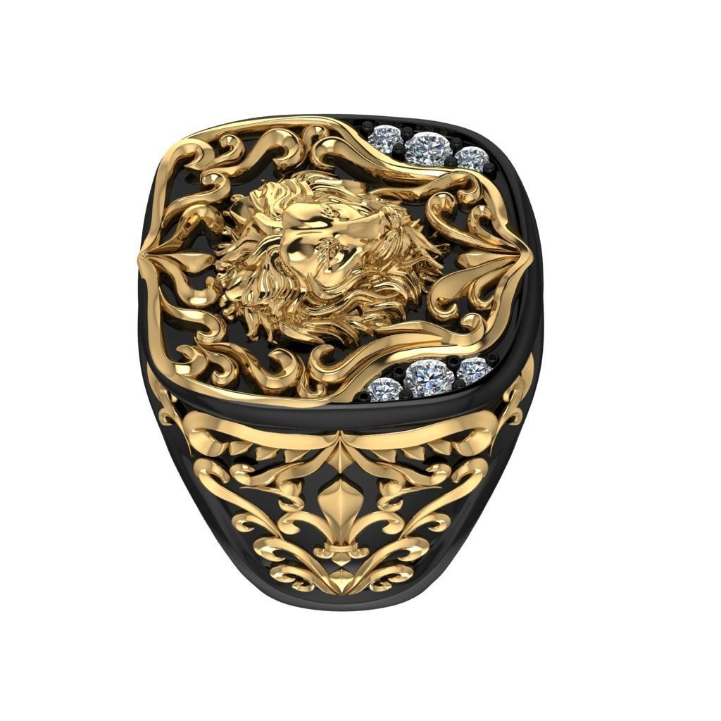 Lion Ring 3D print model_5