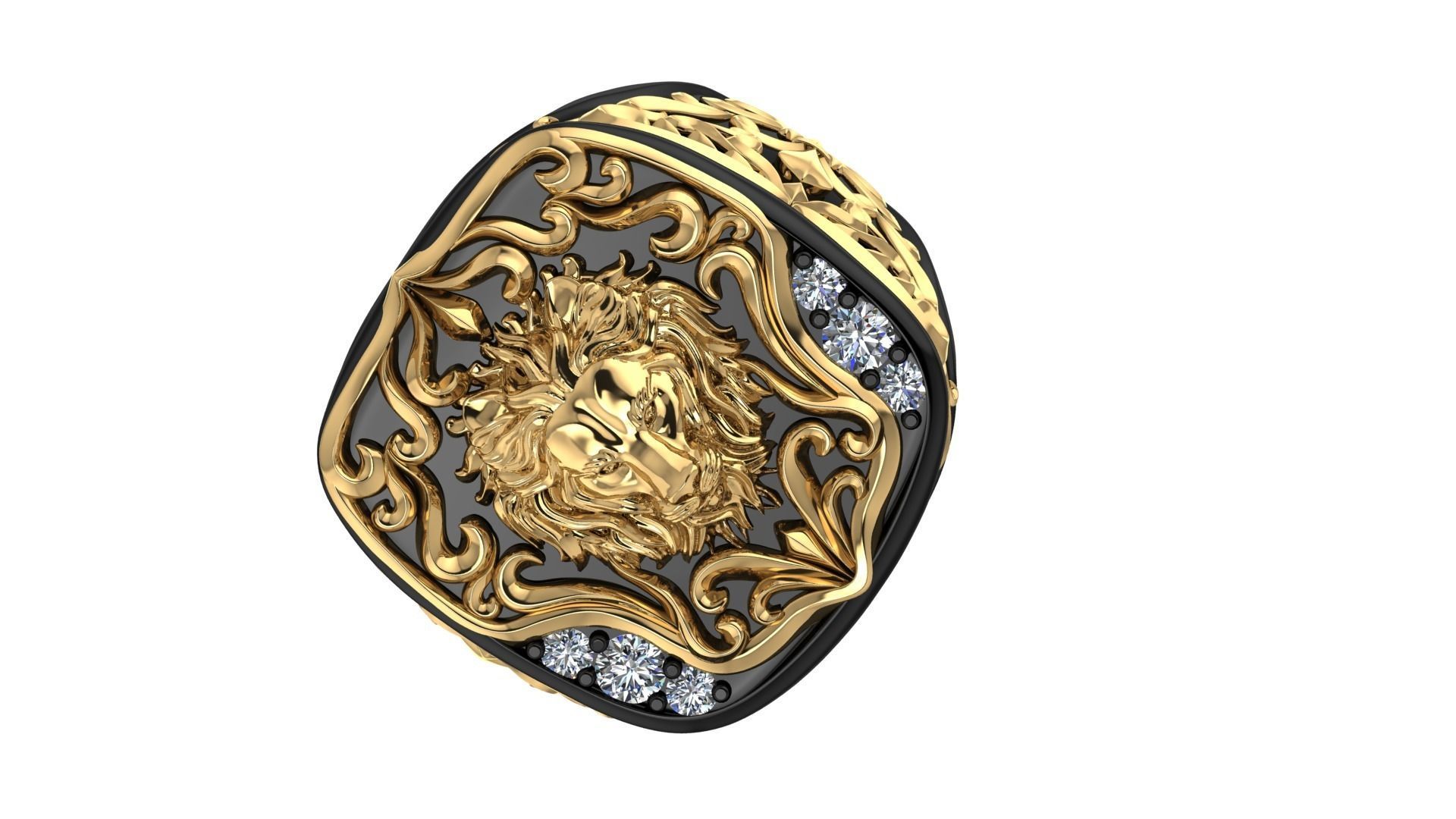 Lion Ring 3D print model_9