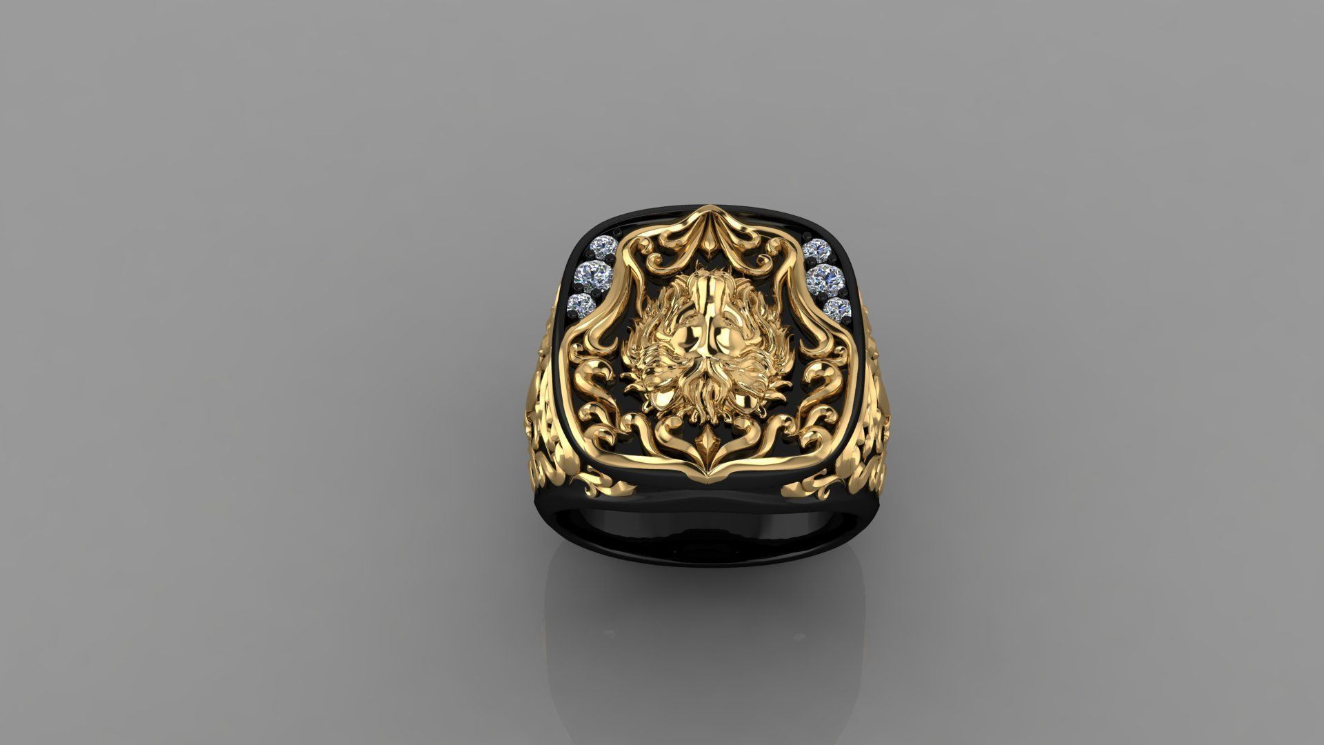 Lion Ring 3D print model_3