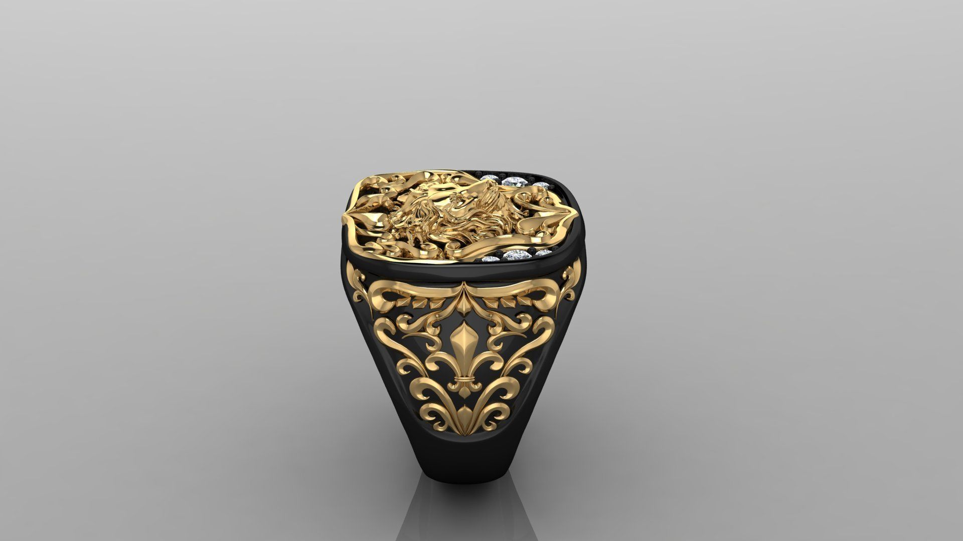 Lion Ring 3D print model_2