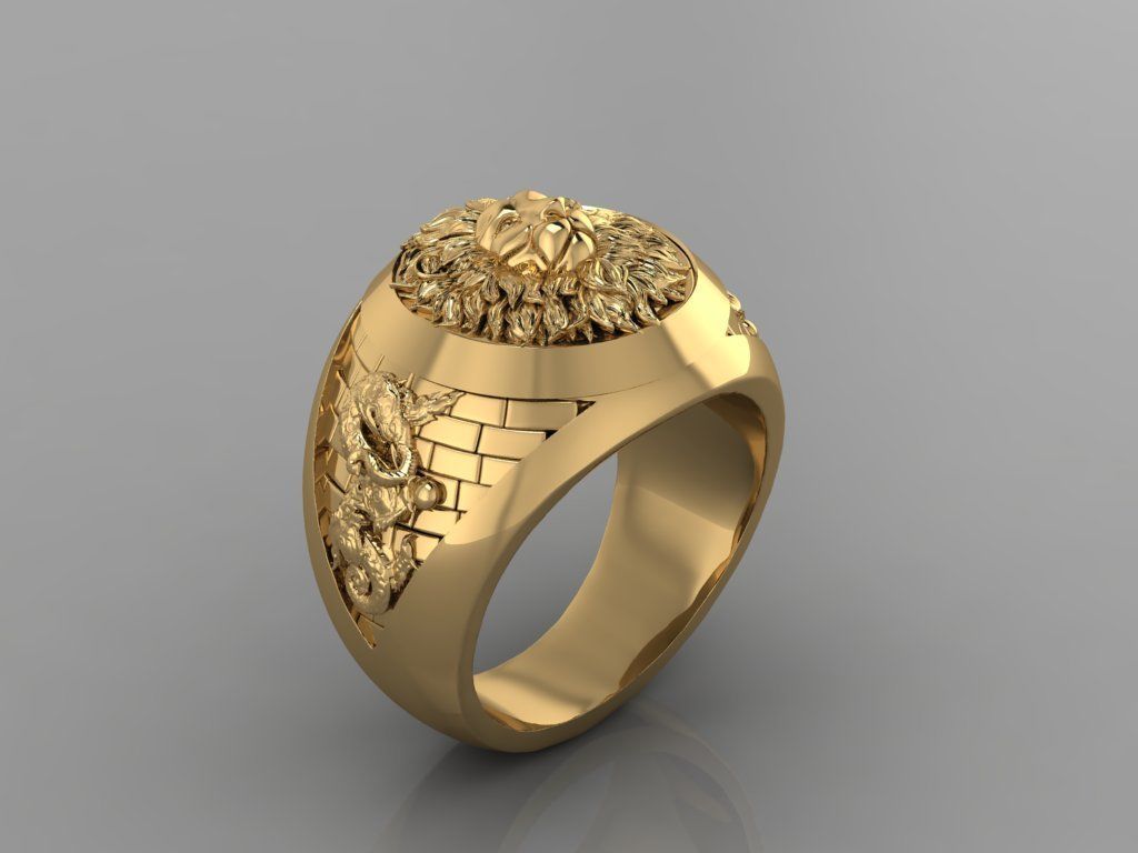 Lion Ring 3D print model_1