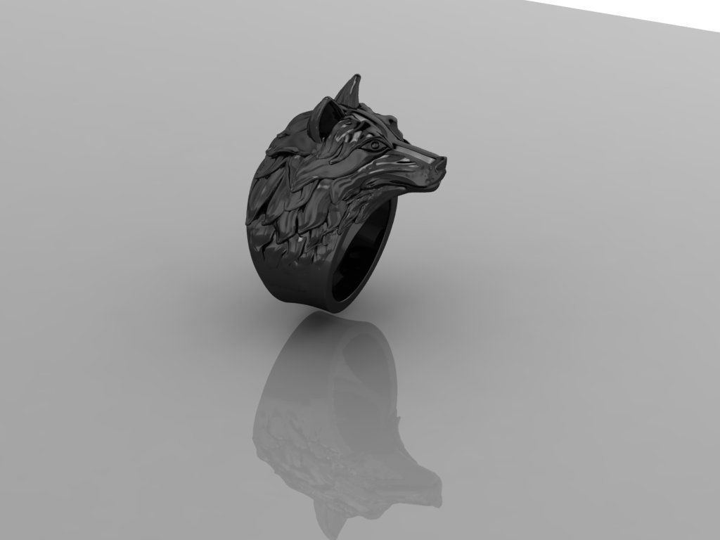 Wolf Ring 3D print model_5