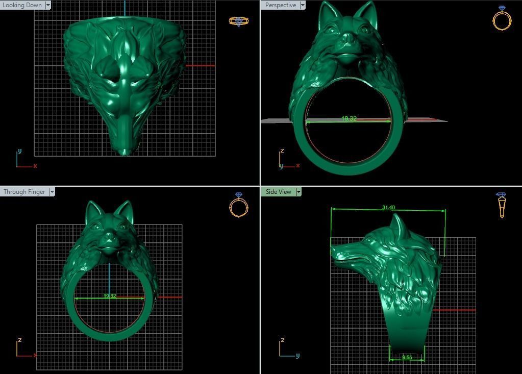Wolf Ring 3D print model_7