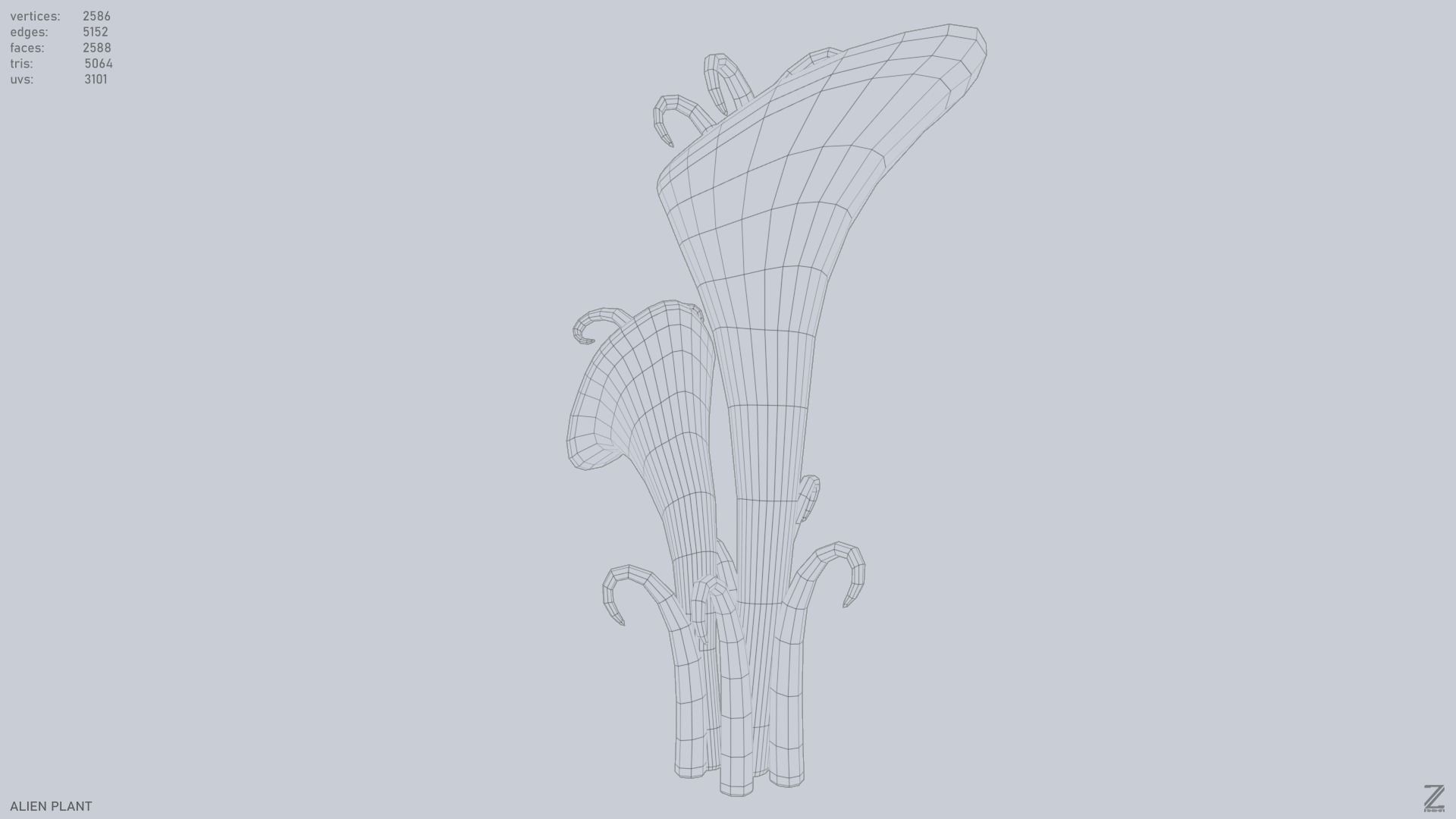 Alien plant Low-poly 3D model_15