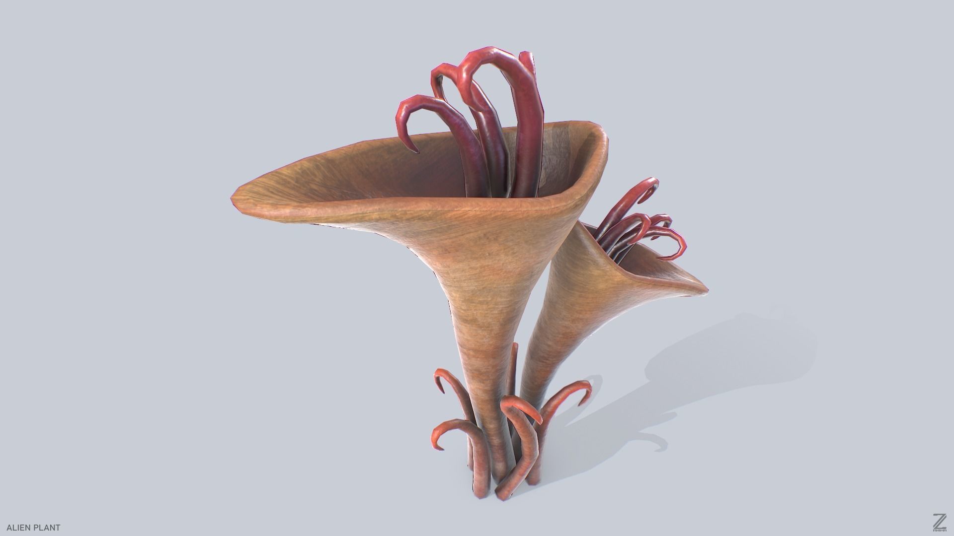 Alien plant Low-poly 3D model_8