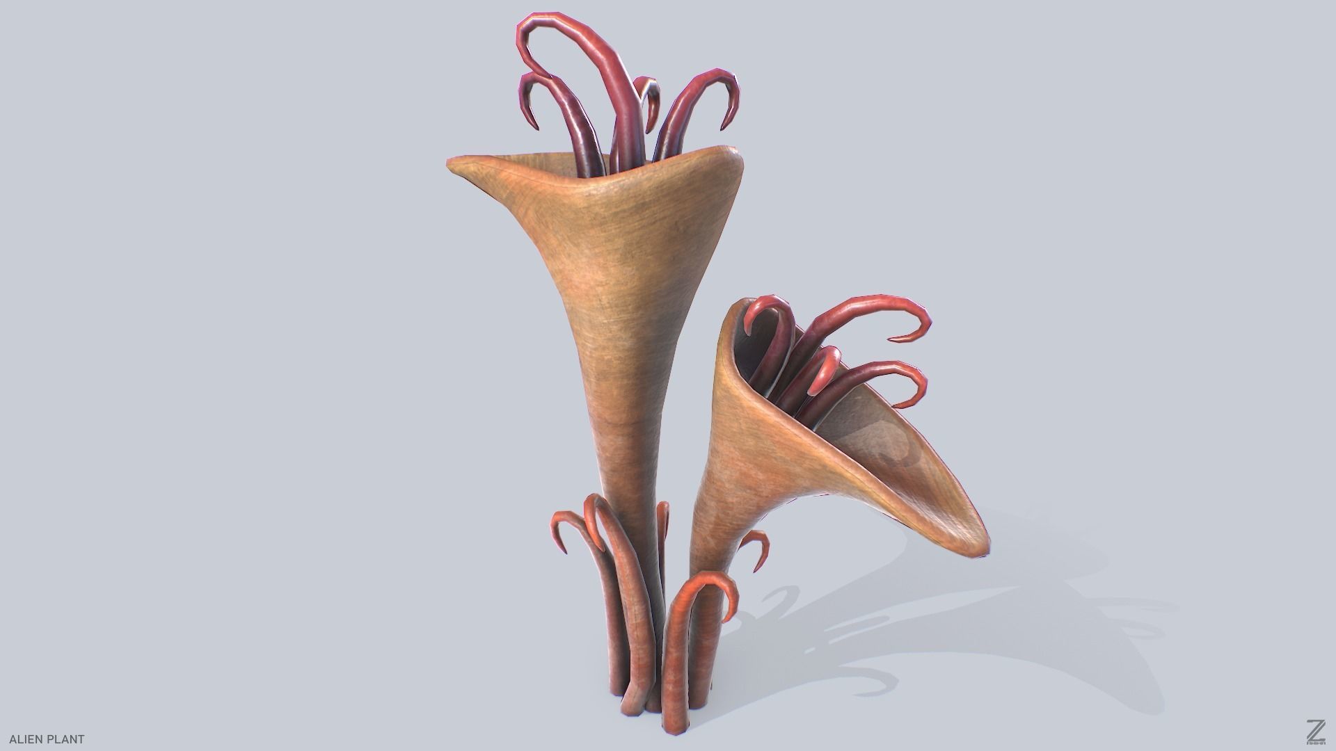 Alien plant Low-poly 3D model_2