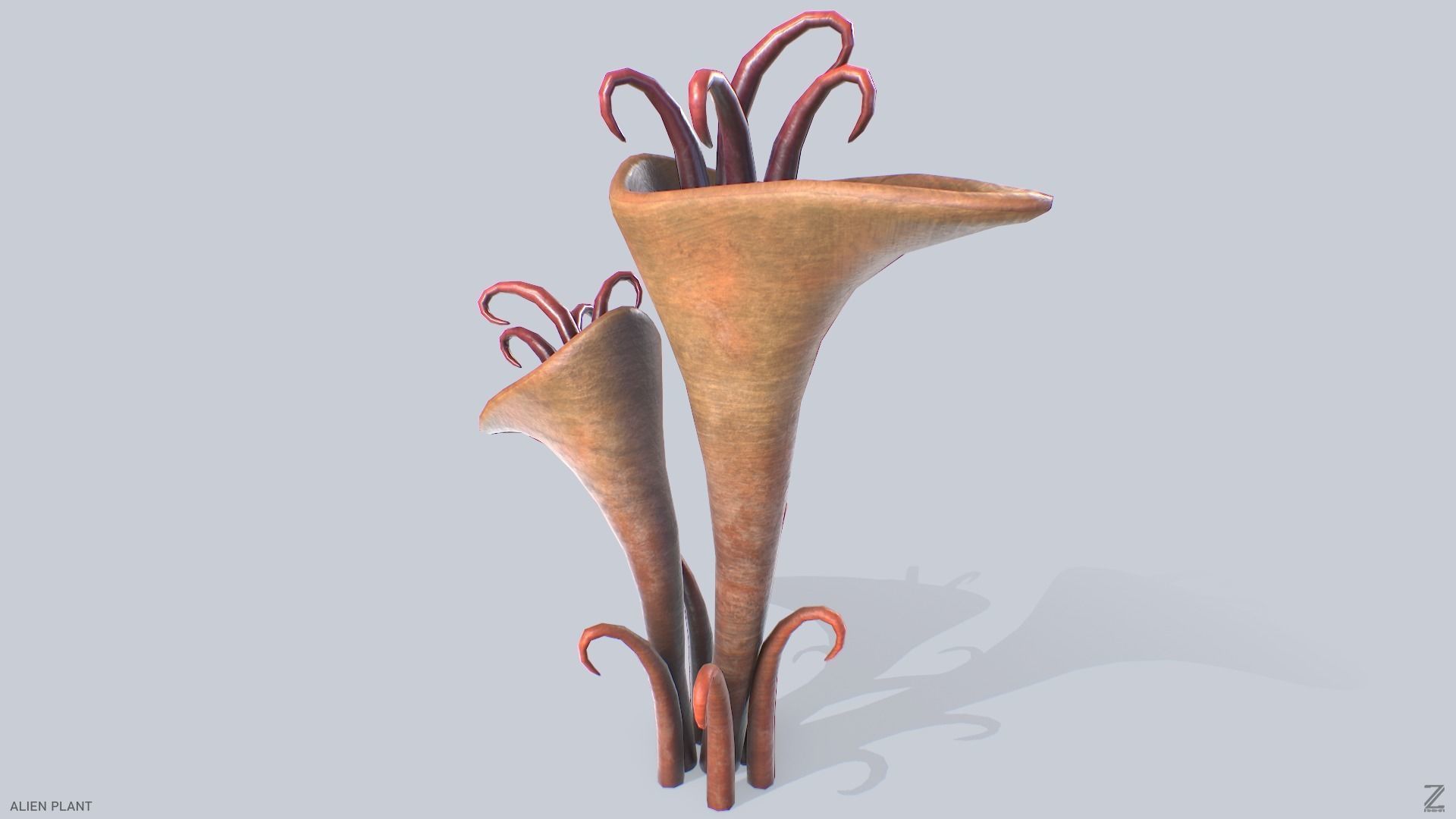 Alien plant Low-poly 3D model_6