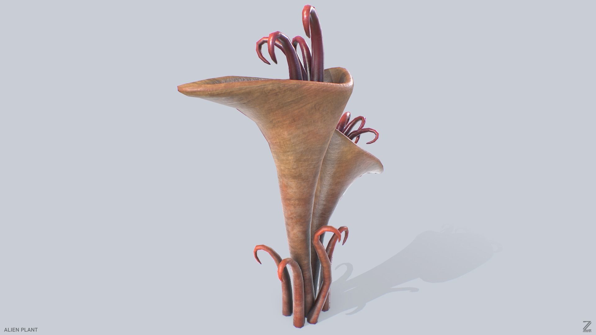Alien plant Low-poly 3D model_7