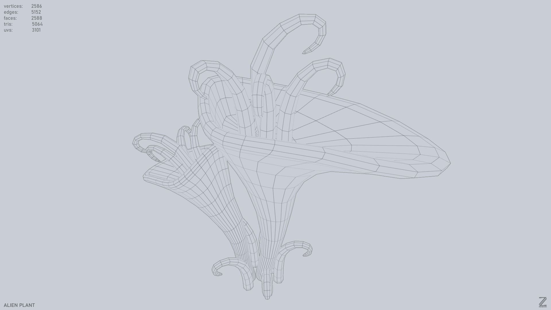 Alien plant Low-poly 3D model_14