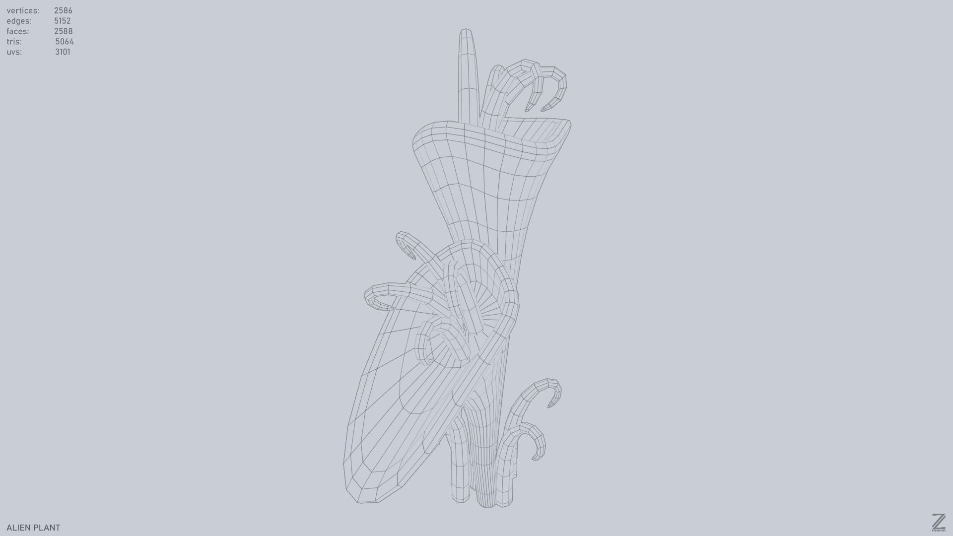 Alien plant Low-poly 3D model_11