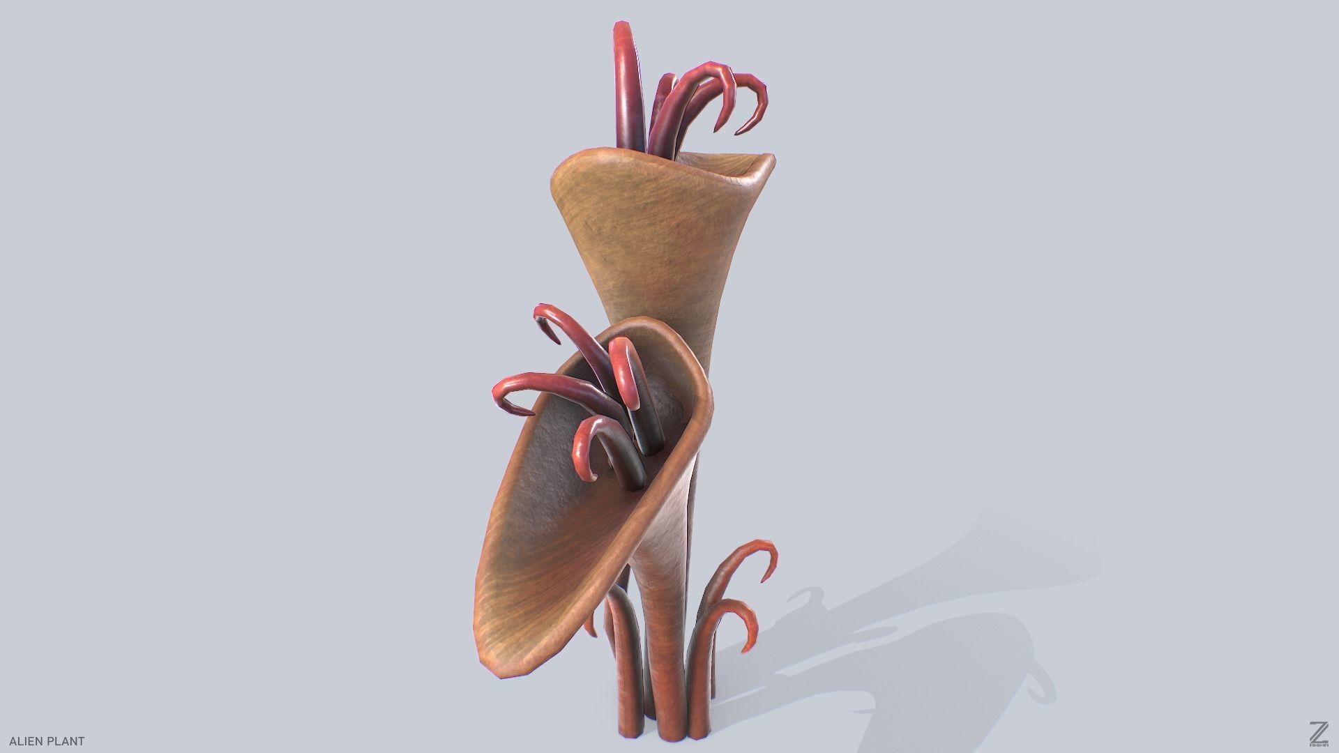 Alien plant Low-poly 3D model_4