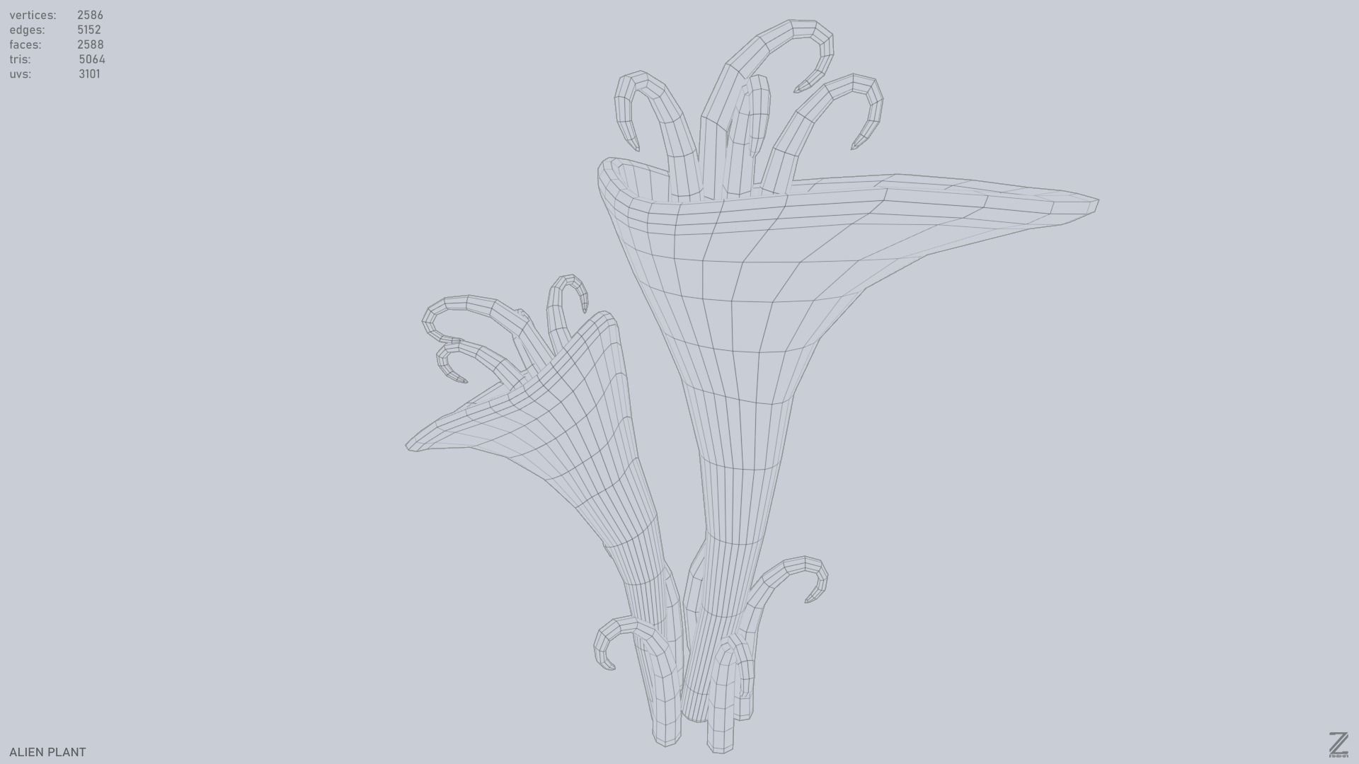 Alien plant Low-poly 3D model_13