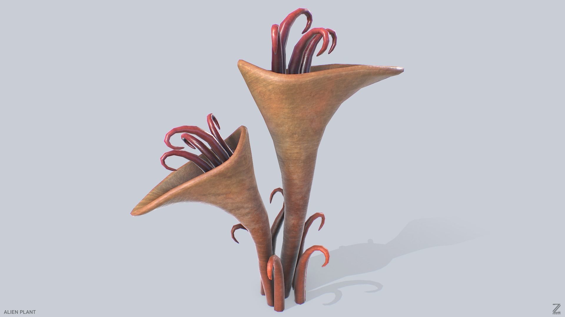 Alien plant Low-poly 3D model_5