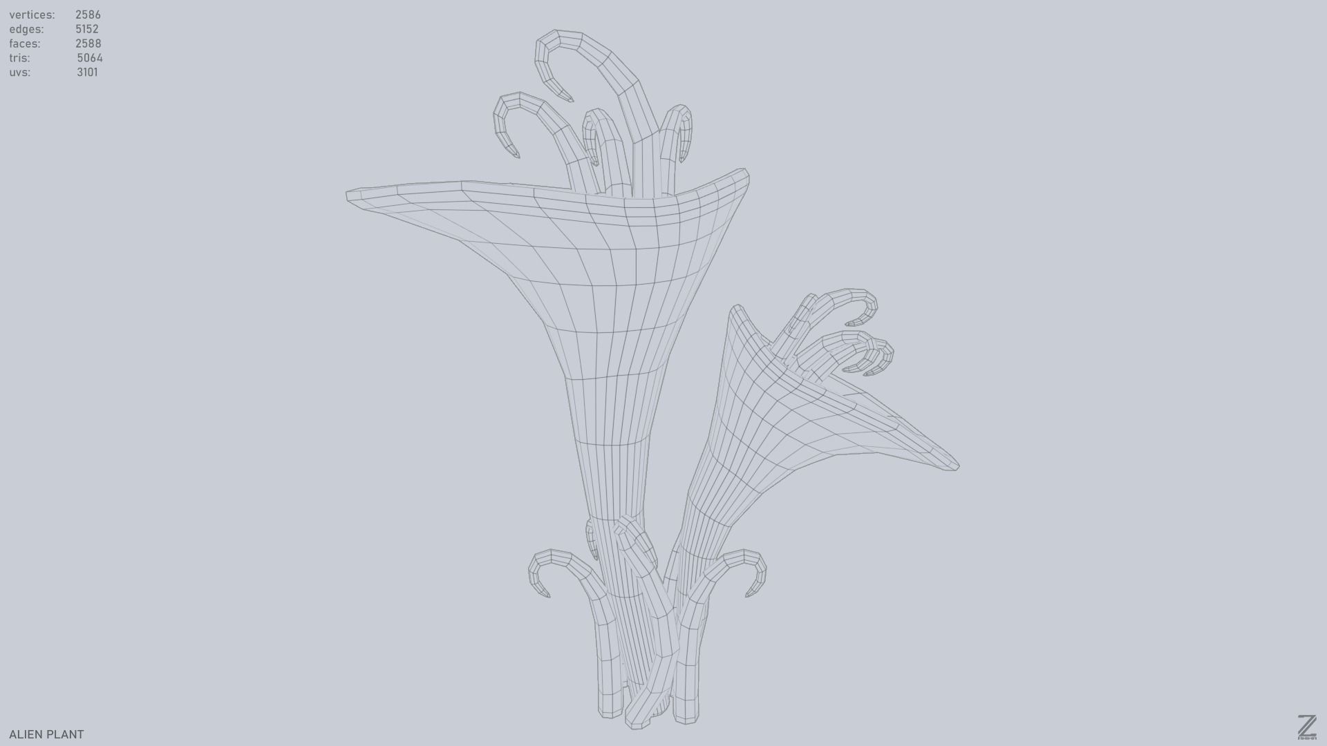 Alien plant Low-poly 3D model_9
