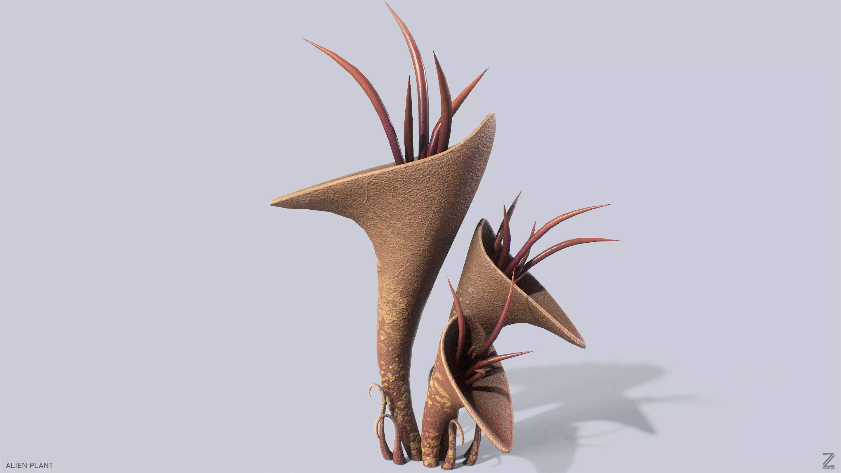 Alien plant Low-poly 3D model