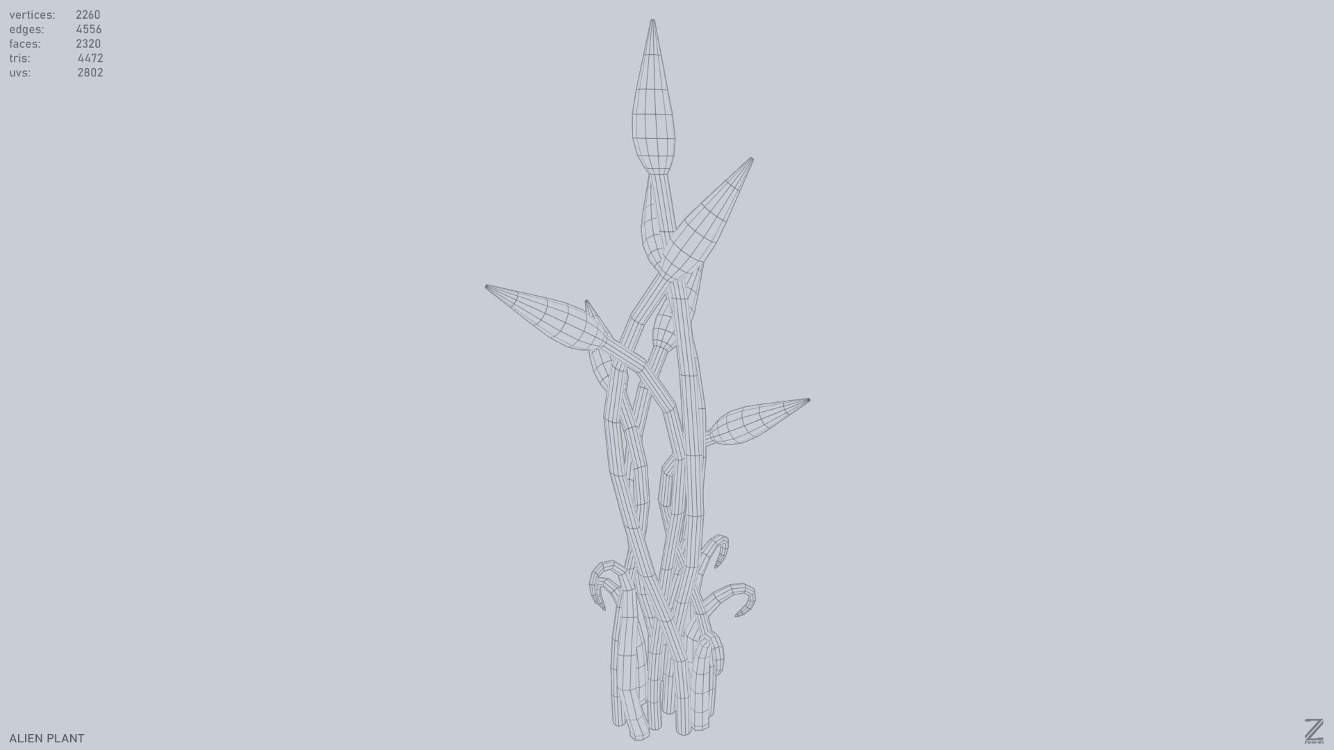 Alien plant Low-poly 3D model_11