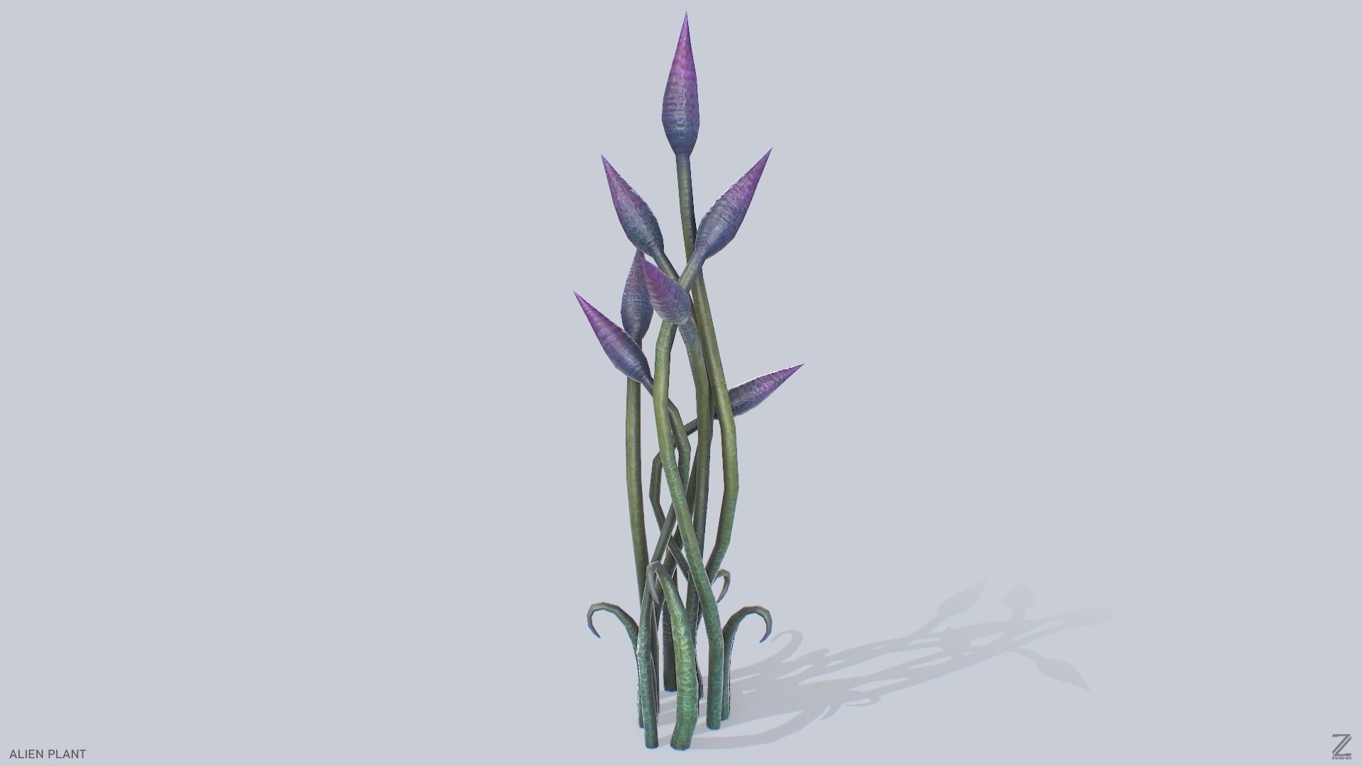 Alien plant Low-poly 3D model_2