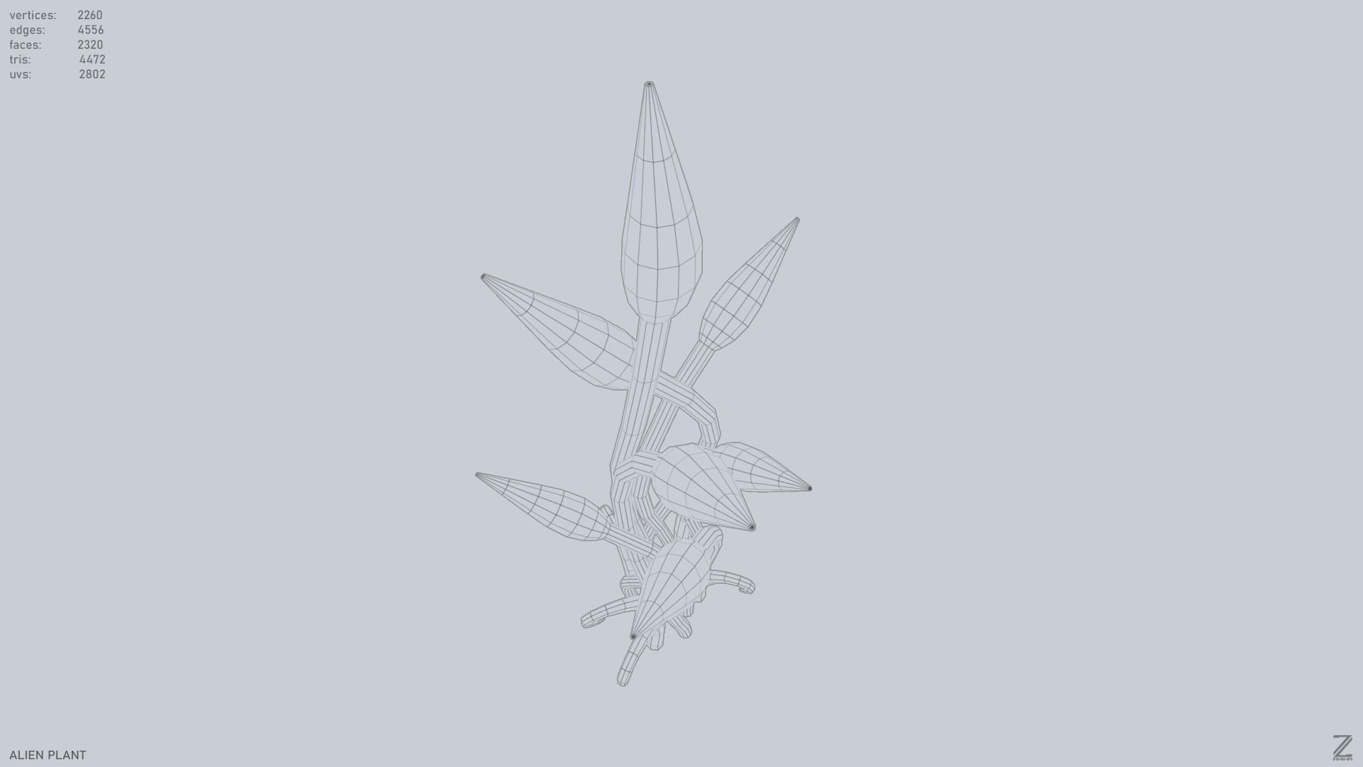 Alien plant Low-poly 3D model_14
