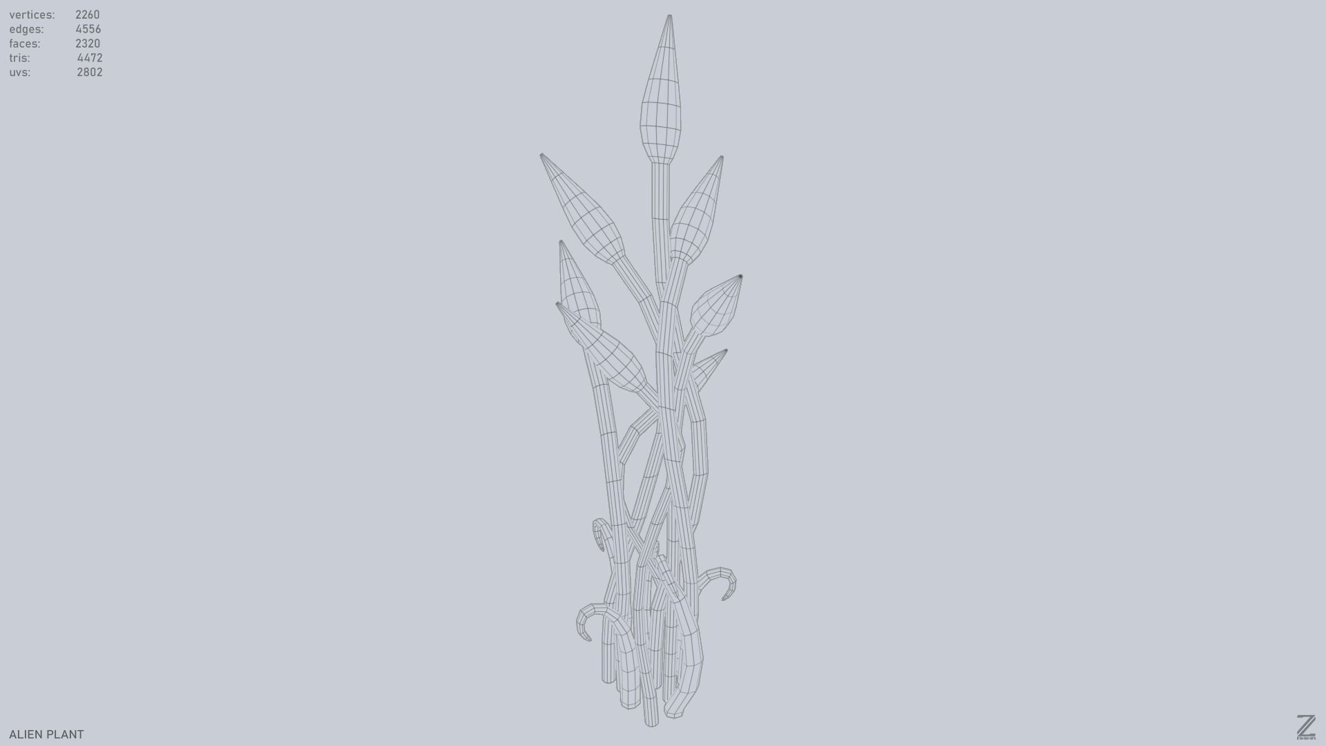 Alien plant Low-poly 3D model_10