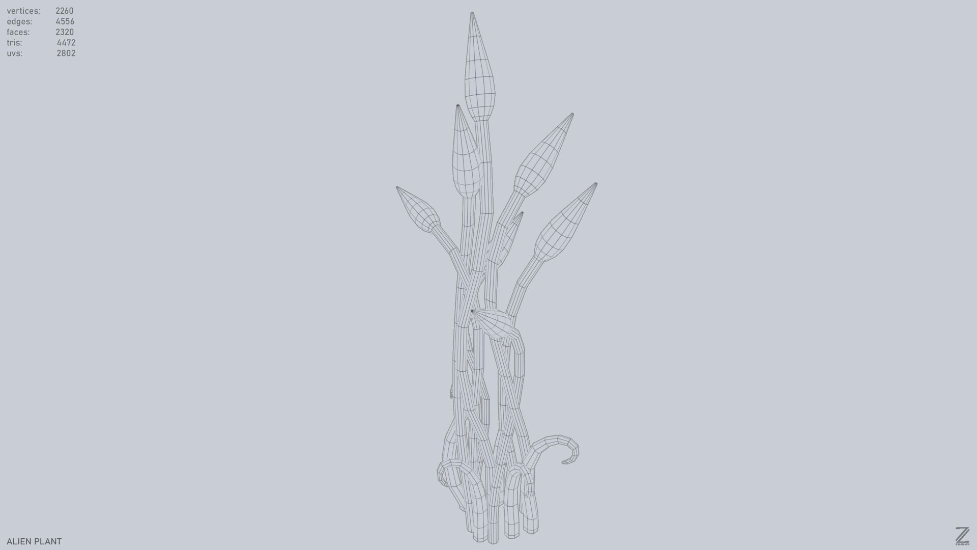 Alien plant Low-poly 3D model_12