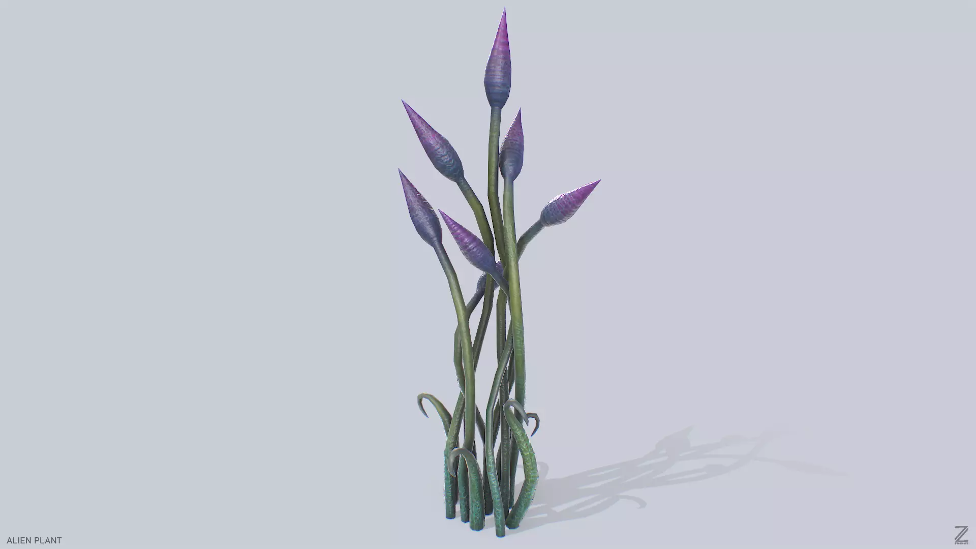 Alien plant Low-poly 3D model_0