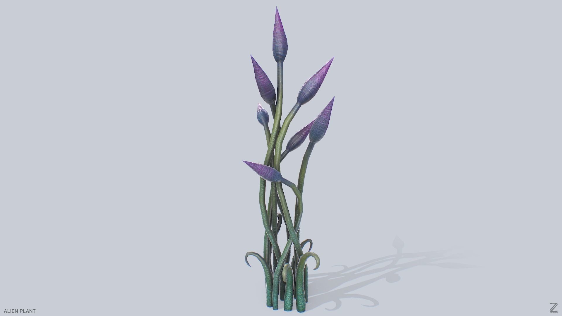 Alien plant Low-poly 3D model_6